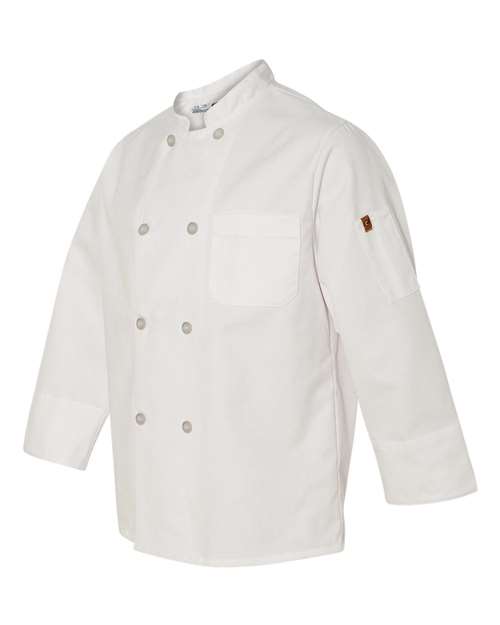 Chef Designs 0413 Eight Pearl Button Chef Coat with Thermometer Pocket - White - side