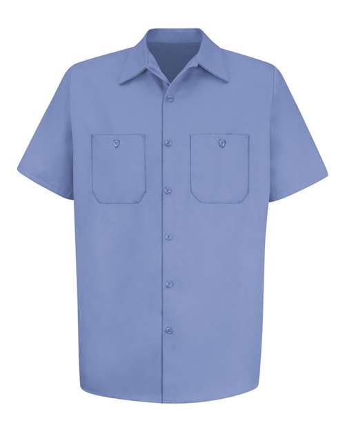 Red Kap SC40 Men's Cotton Short Sleeve Uniform Shirt - Light Blue - front