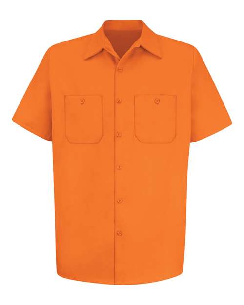 Red Kap SC40 Men's Cotton Short Sleeve Uniform Shirt - Orange - front