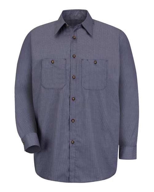 Red Kap SP10 Men's Premium Long Sleeve Work Shirt - EX-Blue/ Charcoal - front