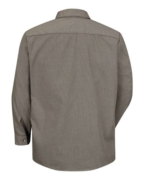 Red Kap SP10 Men's Premium Long Sleeve Work Shirt - KB-Khaki/ Black Microcheck - back