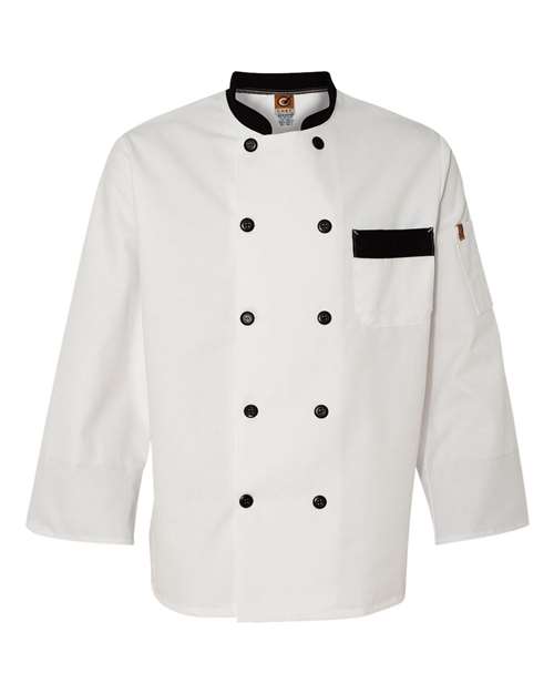 Chef Designs KT74 Garnish Chef Coat - White - front