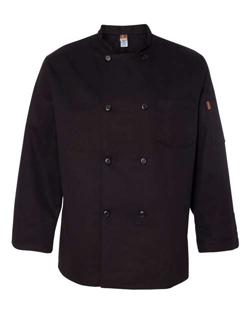 Chef Designs KT76 Black Traditional Chef Coat - Black - front