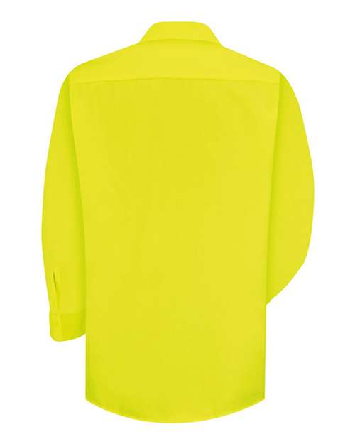 Red Kap SS14 Men's Enhanced Visibility Long Sleeve Work Shirt - Yellow/ Green - back