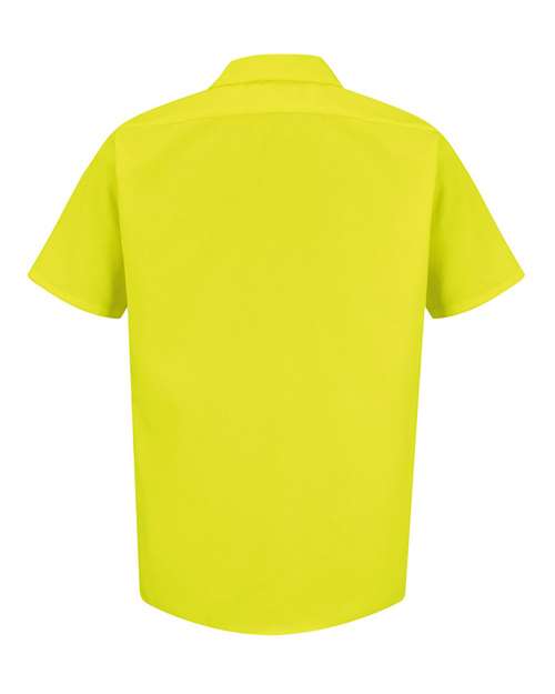 Red Kap SS24 Men's Enhanced Visibility Short Sleeve Work Shirt - Yellow/ Green - back