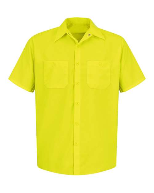 Red Kap SS24 Men's Enhanced Visibility Short Sleeve Work Shirt - Yellow/ Green - front