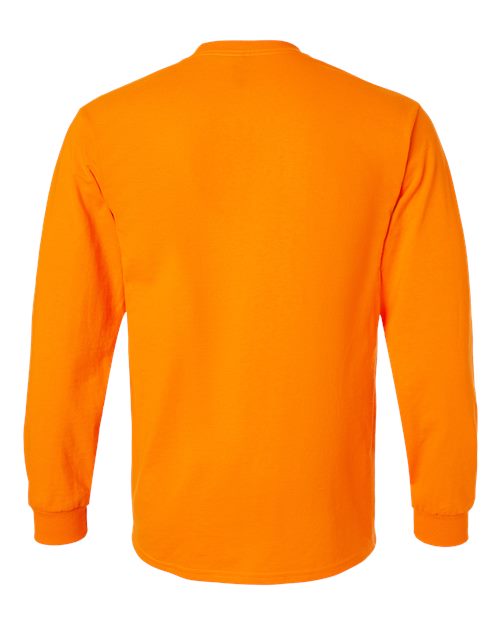 Gildan 2410 Unisex Ultra Cotton® Long Sleeve Pocket T-Shirt - Safety Orange - back