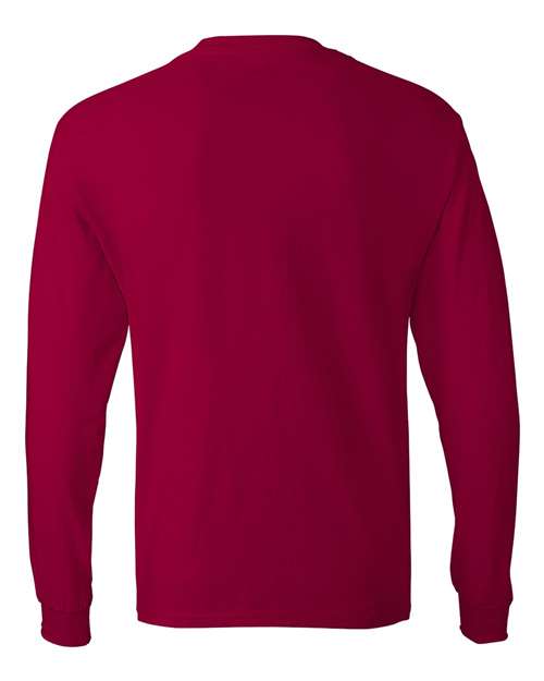 Hanes 5586 Unisex Authentic Long Sleeve T-Shirt - Deep Red - back