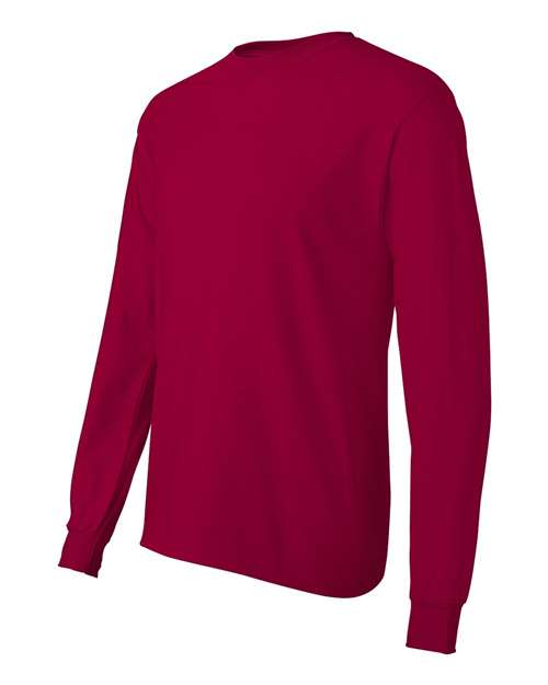 Hanes 5586 Unisex Authentic Long Sleeve T-Shirt - Deep Red - side