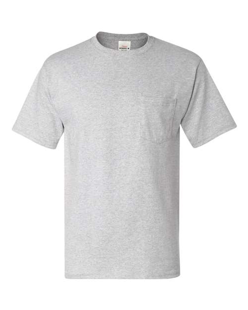 Hanes 5590 Unisex Authentic Pocket T-Shirt - Ash - front