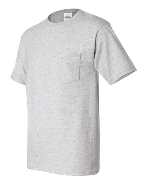 Hanes 5590 Unisex Authentic Pocket T-Shirt - Ash - side