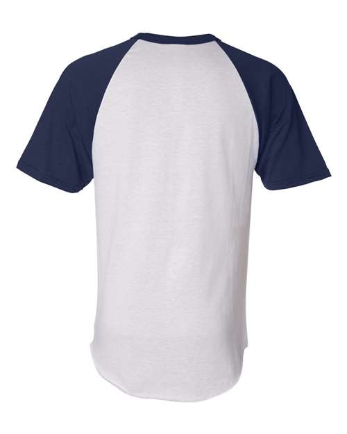 Augusta Sportswear 423 Unisex Raglan Baseball Jersey - White/ Navy - back