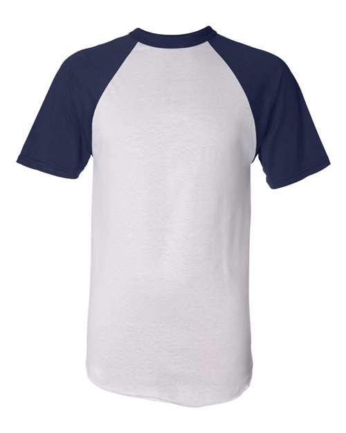 Augusta Sportswear 423 Unisex Raglan Baseball Jersey - White/ Navy - front