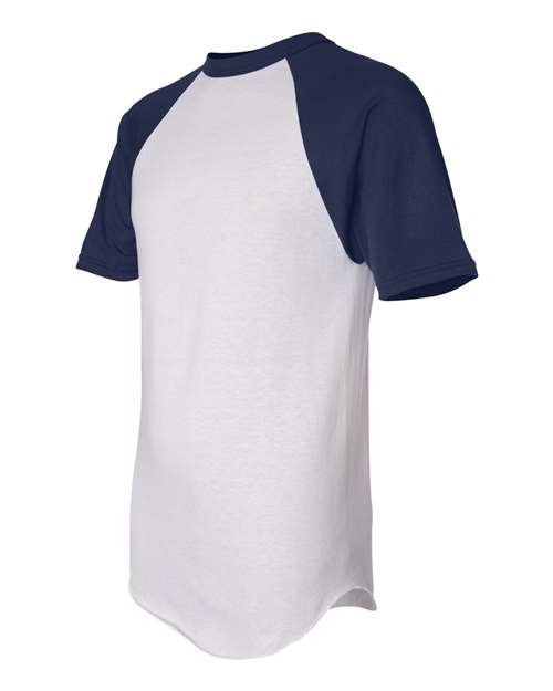 Augusta Sportswear 423 Unisex Raglan Baseball Jersey - White/ Navy - side