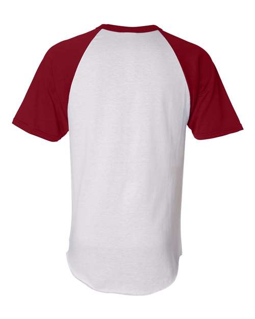 Augusta Sportswear 423 Unisex Raglan Baseball Jersey - White/ Red - back