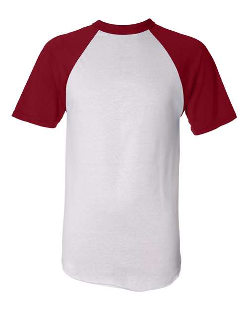 Augusta Sportswear 423 Unisex Raglan Baseball Jersey - White/ Red - front