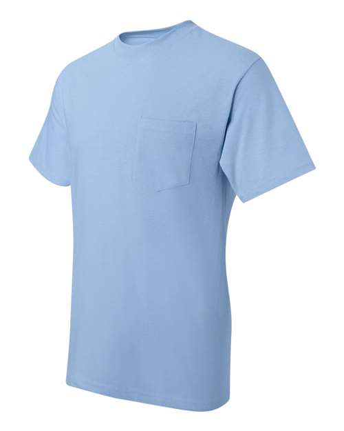 Hanes 5190 Unisex Beefy-T® Pocket T-Shirt - Light Blue - side