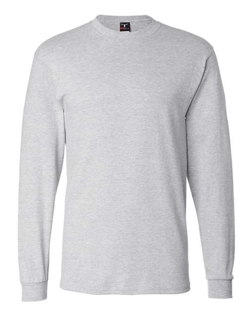 Hanes 5186 Unisex Beefy-T® Long Sleeve T-Shirt - Ash - front