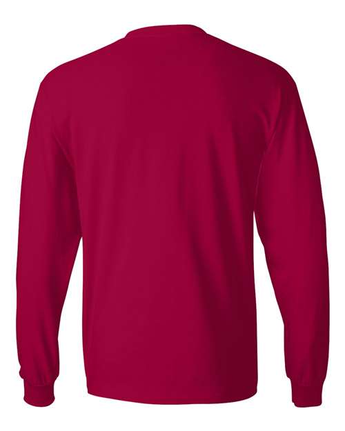 Hanes 5186 Unisex Beefy-T® Long Sleeve T-Shirt - Deep Red - back