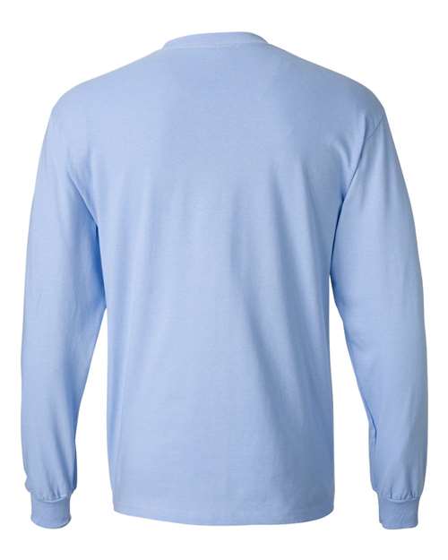 Hanes 5186 Unisex Beefy-T® Long Sleeve T-Shirt - Light Blue - back