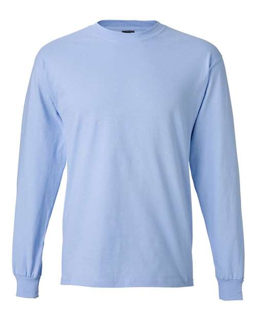 Hanes 5186 Unisex Beefy-T® Long Sleeve T-Shirt - Light Blue - front