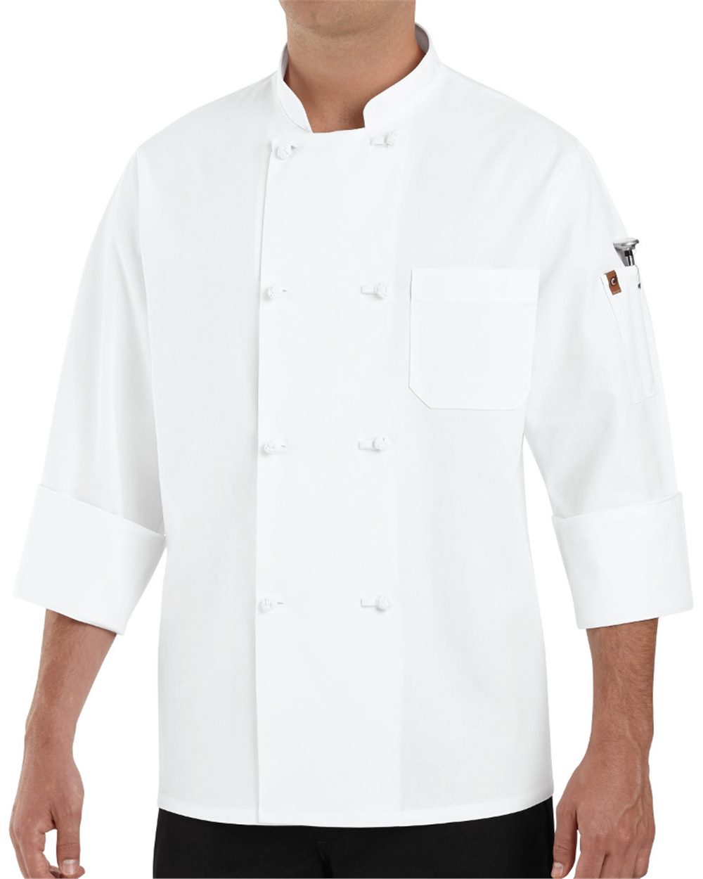 Chef Designs 0414 Eight Knot Button Chef Coat with Thermometer Pocket - style