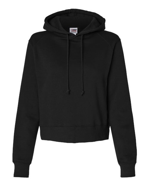 Badger 1261 Women's Crop Hooded Sweatshirt - Black - front
