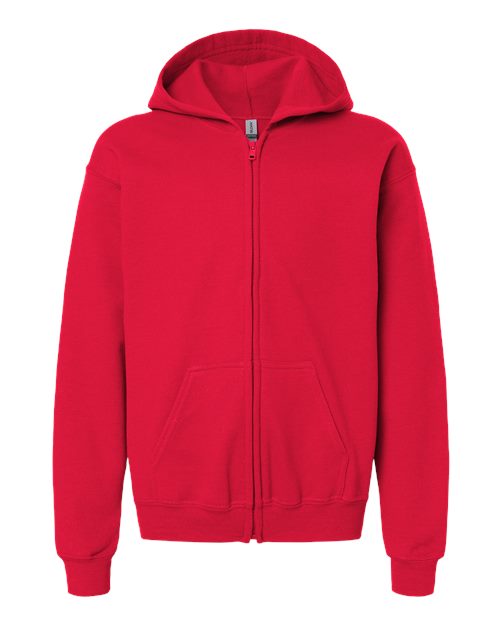 Gildan 18600B Youth Heavy Blend™ Full-Zip Hooded Sweatshirt - Red - front