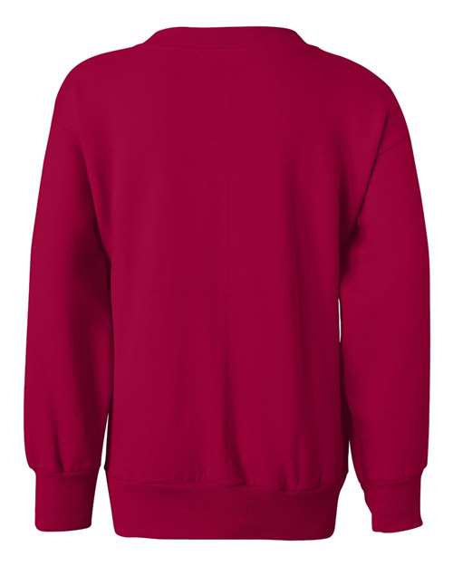 Hanes P360 Youth EcoSmart® Crewneck Sweatshirt - Deep Red - back