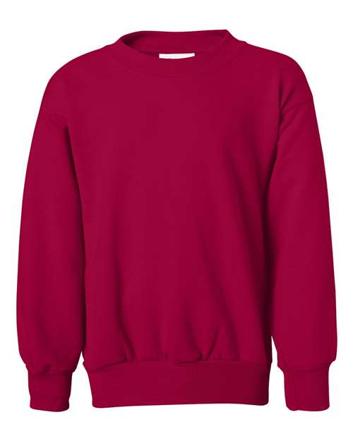 Hanes P360 Youth EcoSmart® Crewneck Sweatshirt - Deep Red - front