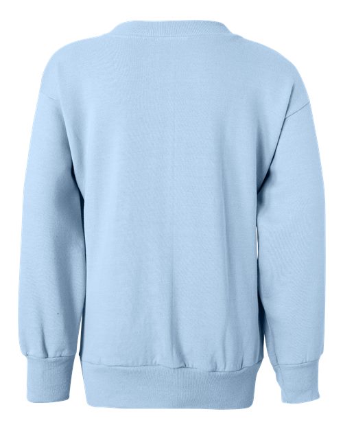 Hanes P360 Youth EcoSmart® Crewneck Sweatshirt - Light Blue - back