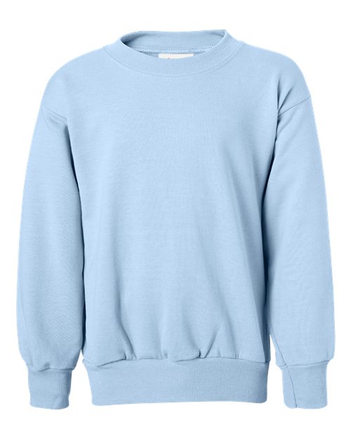 Hanes P360 Youth EcoSmart® Crewneck Sweatshirt - Light Blue - front