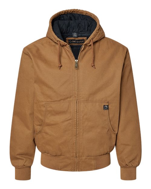 DRI DUCK 5020T Men's Tall Cheyenne Boulder Cloth™ Hooded Jacket with Tricot Quilt Lining - Saddle - front