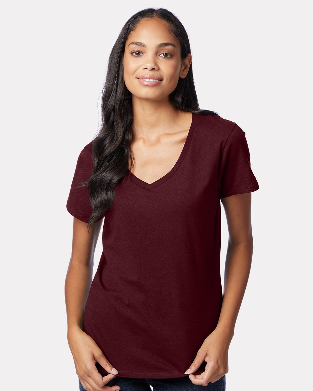 Hanes S04V Women's Perfect-T V-Neck T-Shirt - style