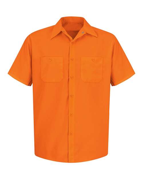 Red Kap SS24 Men's Enhanced Visibility Short Sleeve Work Shirt - For. Orange - front