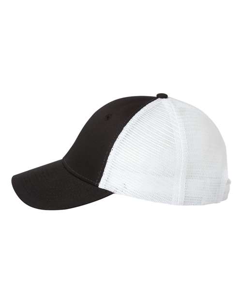 Valucap VC400 Mesh-Back Twill Trucker Cap - Black/ White - side