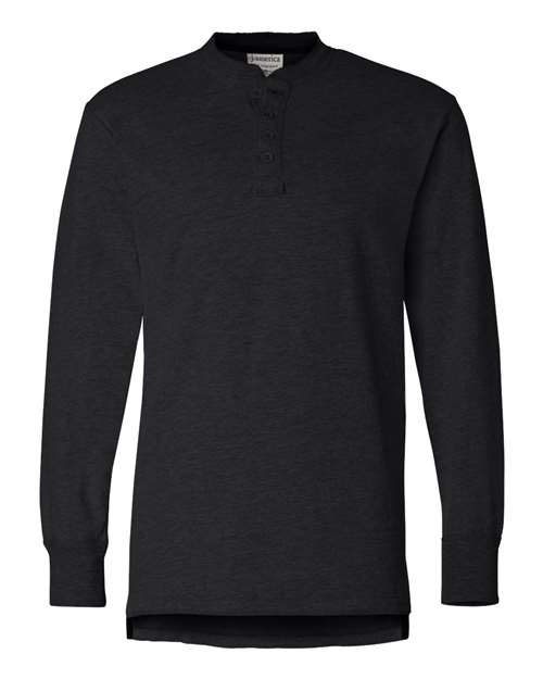 J. America 8244 Men's Vintage Brushed Jersey Henley - Black - front