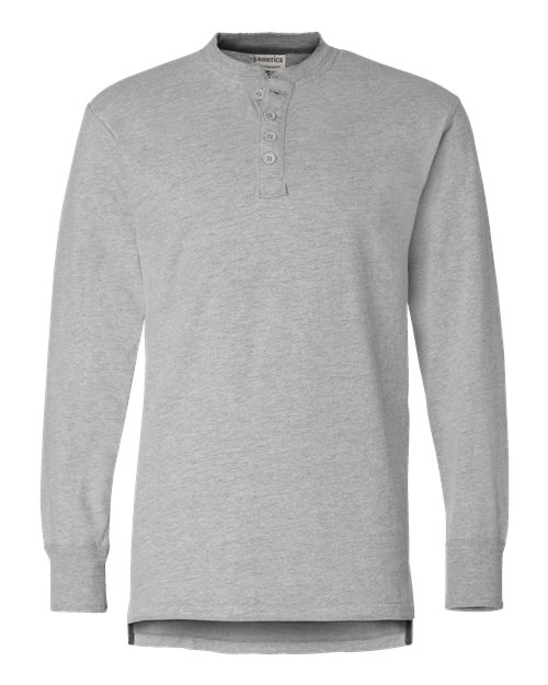 J. America 8244 Men's Vintage Brushed Jersey Henley - Oxford - front