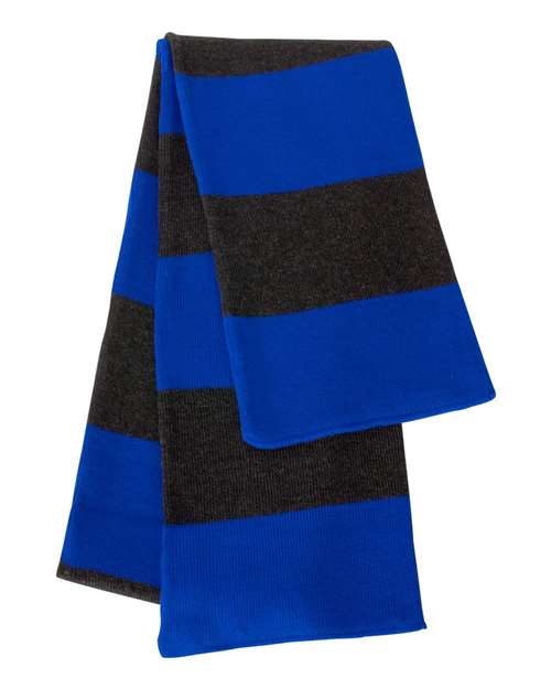 Sportsman SP02 Rugby-Striped Knit Scarf - Royal/ Charcoal - front