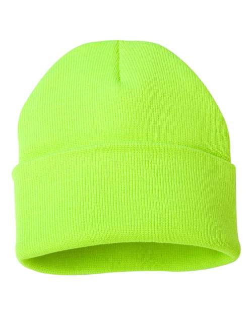 Sportsman SP12 12" Solid Cuffed Beanie - Safety Yellow - front