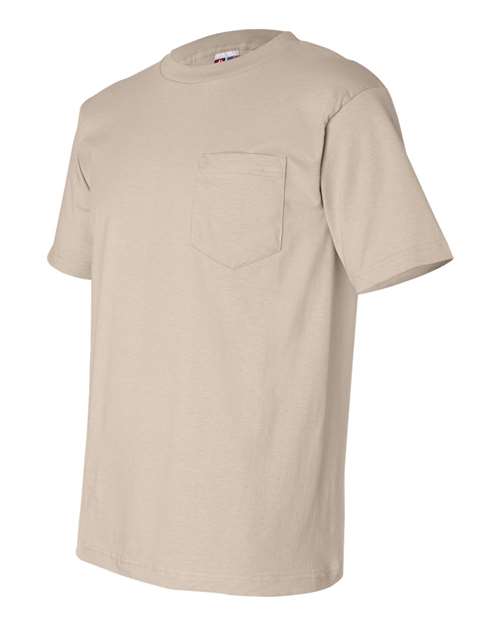 Bayside 7100 Unisex USA-Made Pocket T-Shirt - Sand - side