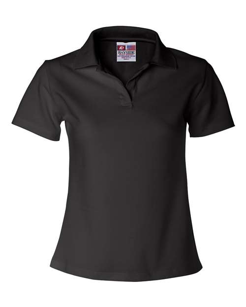 Bayside 1050 Women's USA-Made V-Neck Polo - Black - front