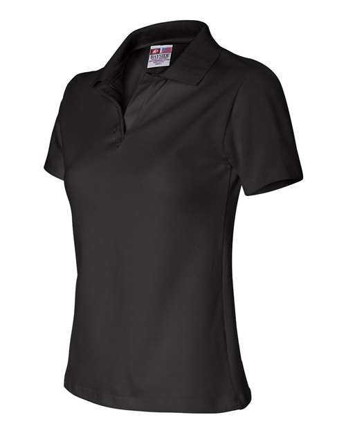 Bayside 1050 Women's USA-Made V-Neck Polo - Black - side