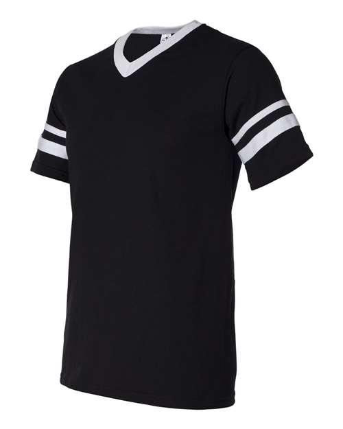 Augusta Sportswear 360 V-Neck Jersey with Striped Sleeves - Black/ White - side