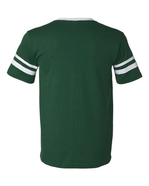 Augusta Sportswear 360 V-Neck Jersey with Striped Sleeves - Dark Green/ White - back