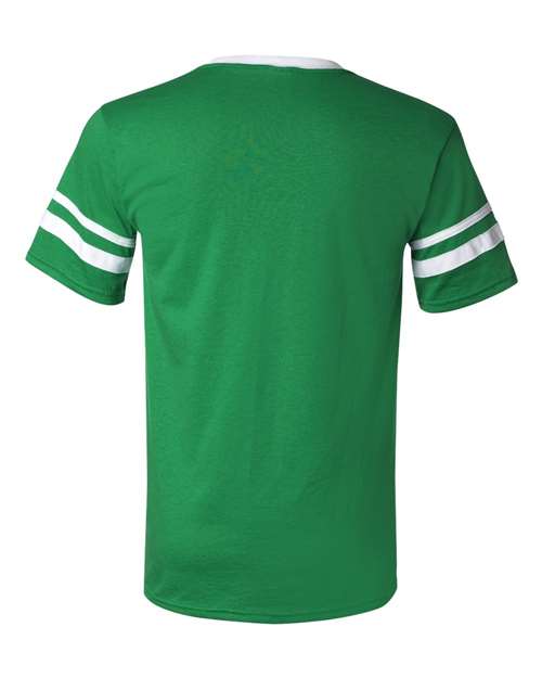 Augusta Sportswear 360 V-Neck Jersey with Striped Sleeves - Kelly/ White - back