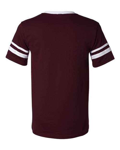Augusta Sportswear 360 V-Neck Jersey with Striped Sleeves - Maroon/ White - back