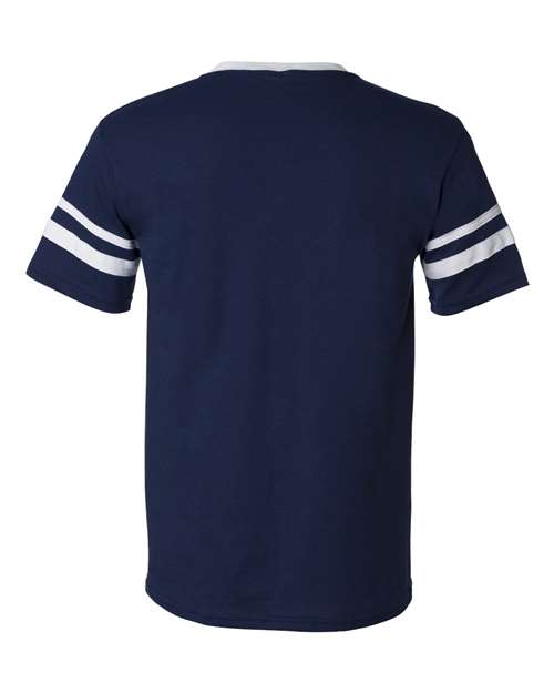 Augusta Sportswear 360 V-Neck Jersey with Striped Sleeves - Navy/ White - back