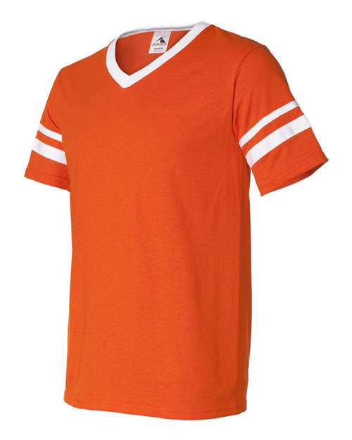 Augusta Sportswear 360 V-Neck Jersey with Striped Sleeves - Orange/ White - side
