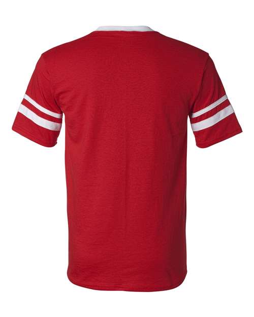 Augusta Sportswear 360 V-Neck Jersey with Striped Sleeves - Red/ White - back